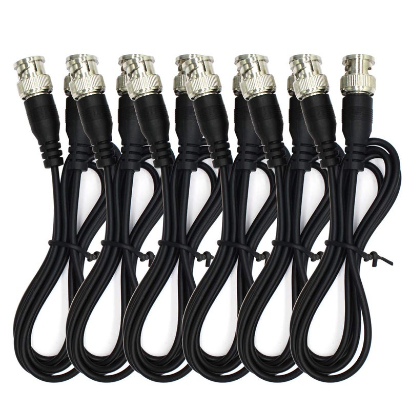 ANVISION 6-Pack Black 1m 3.3ft BNC Male to BNC Male Jumper Cable with Black Connector for CCTV DVR to TV System - Image 1